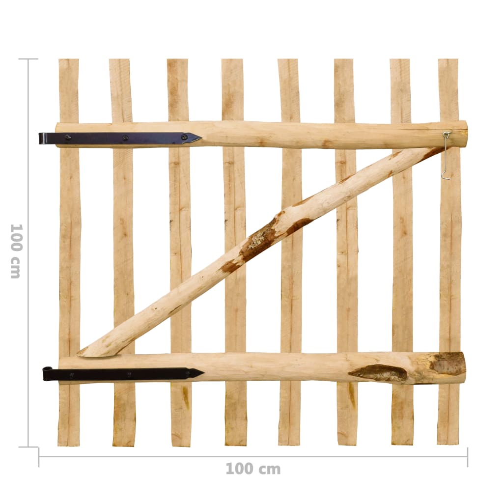 vidaXL Zauntor Einflügelig Haselnussholz 100x100 cm