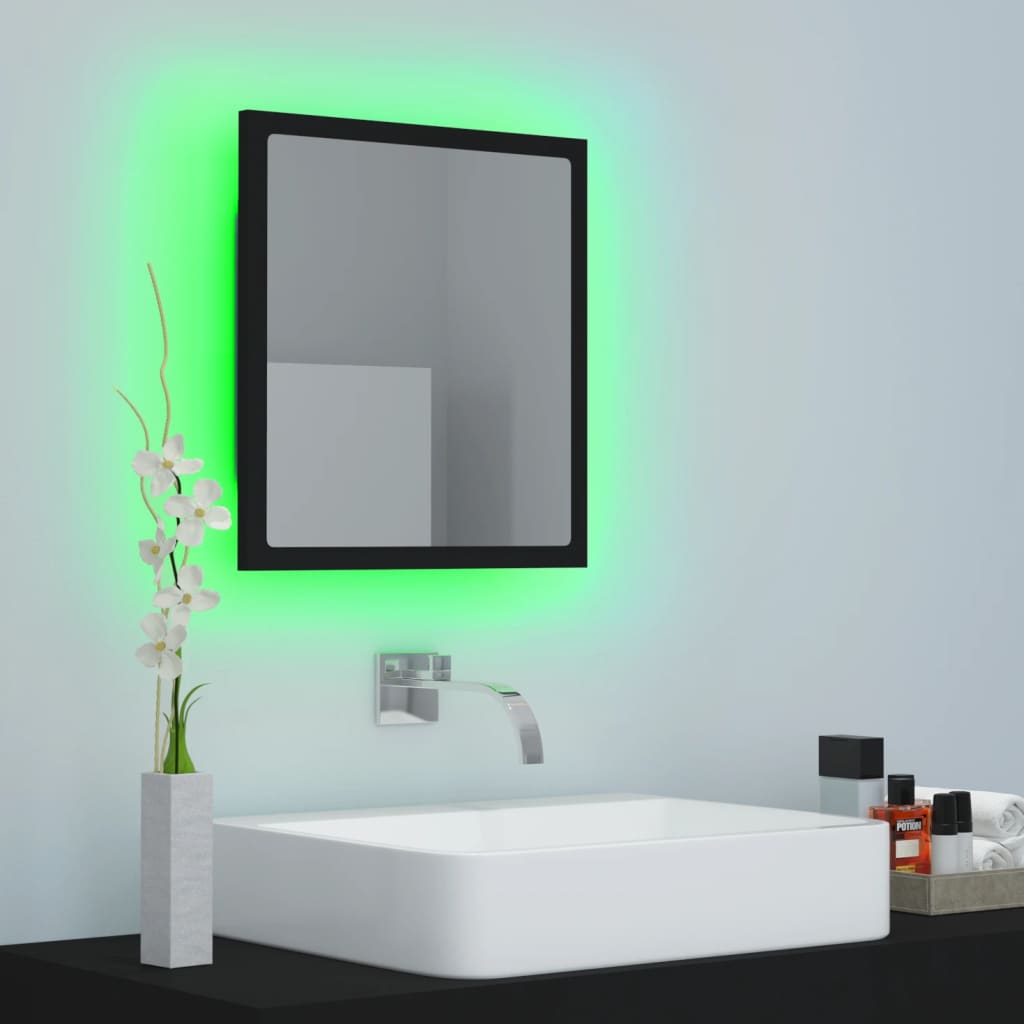 vidaXL LED-Badspiegel Schwarz 40x8,5x37 cm Acryl