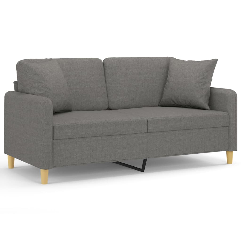 vidaXL 2-Sitzer-Sofa mit Kissen Dunkelgrau 140 cm Stoff