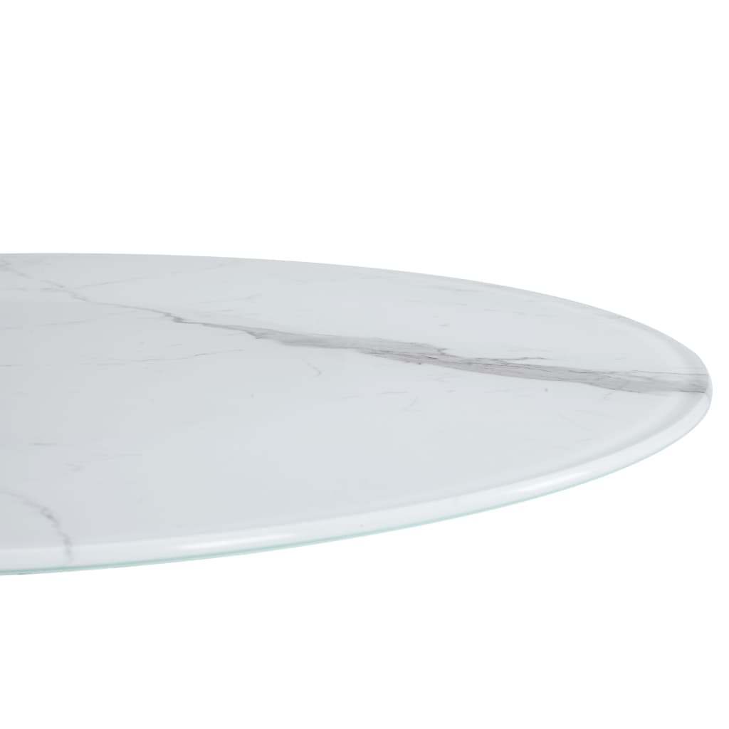 vidaXL Tischplatte Weiß Ø80 cm Glas in Marmoroptik