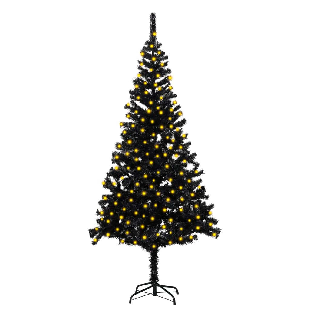 vidaXL Künstlicher Weihnachtsbaum Beleuchtung & Ständer Schwarz 210 cm