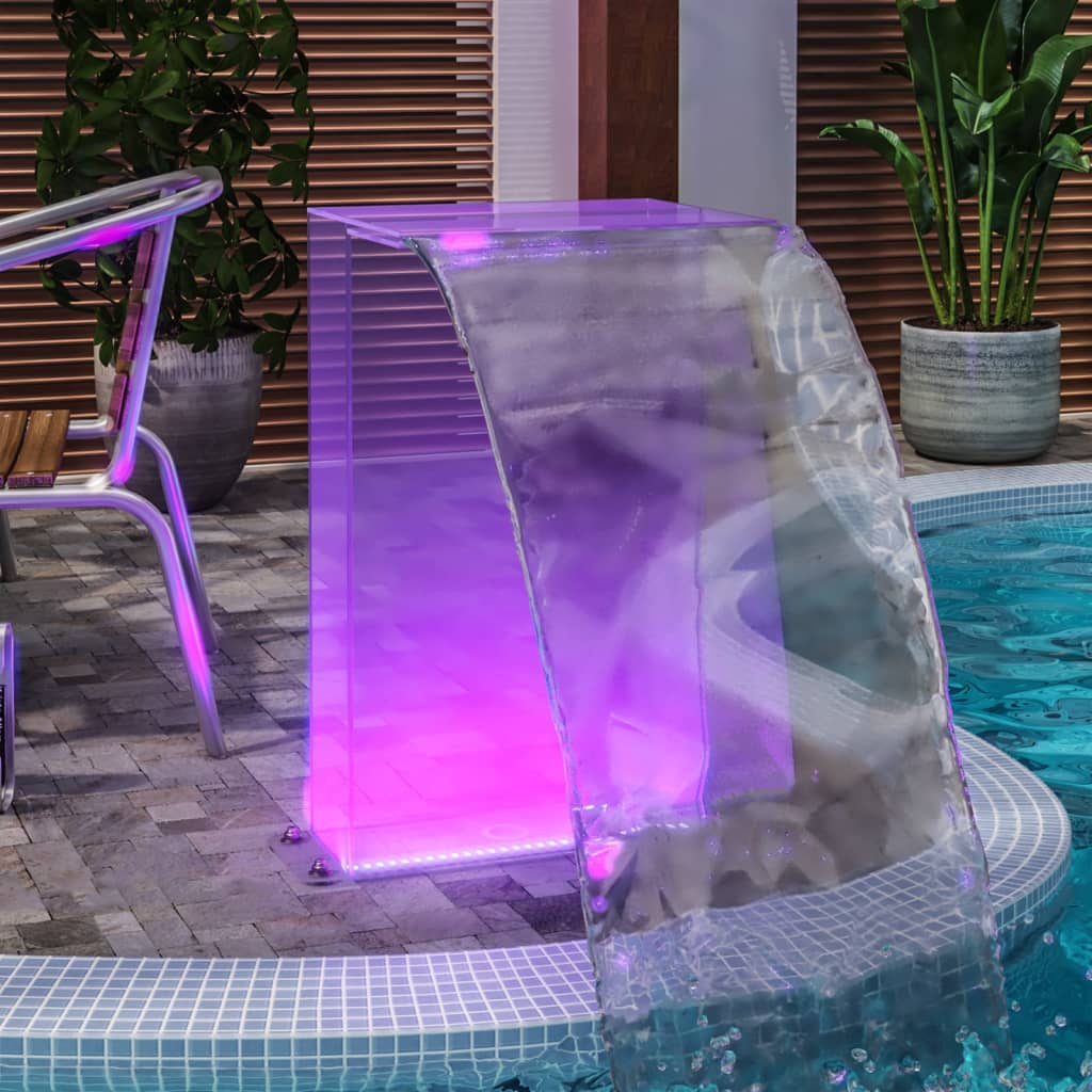 vidaXL Wasserfall-Element mit RGB-LEDs und Anschluss-Set Acryl 51 cm