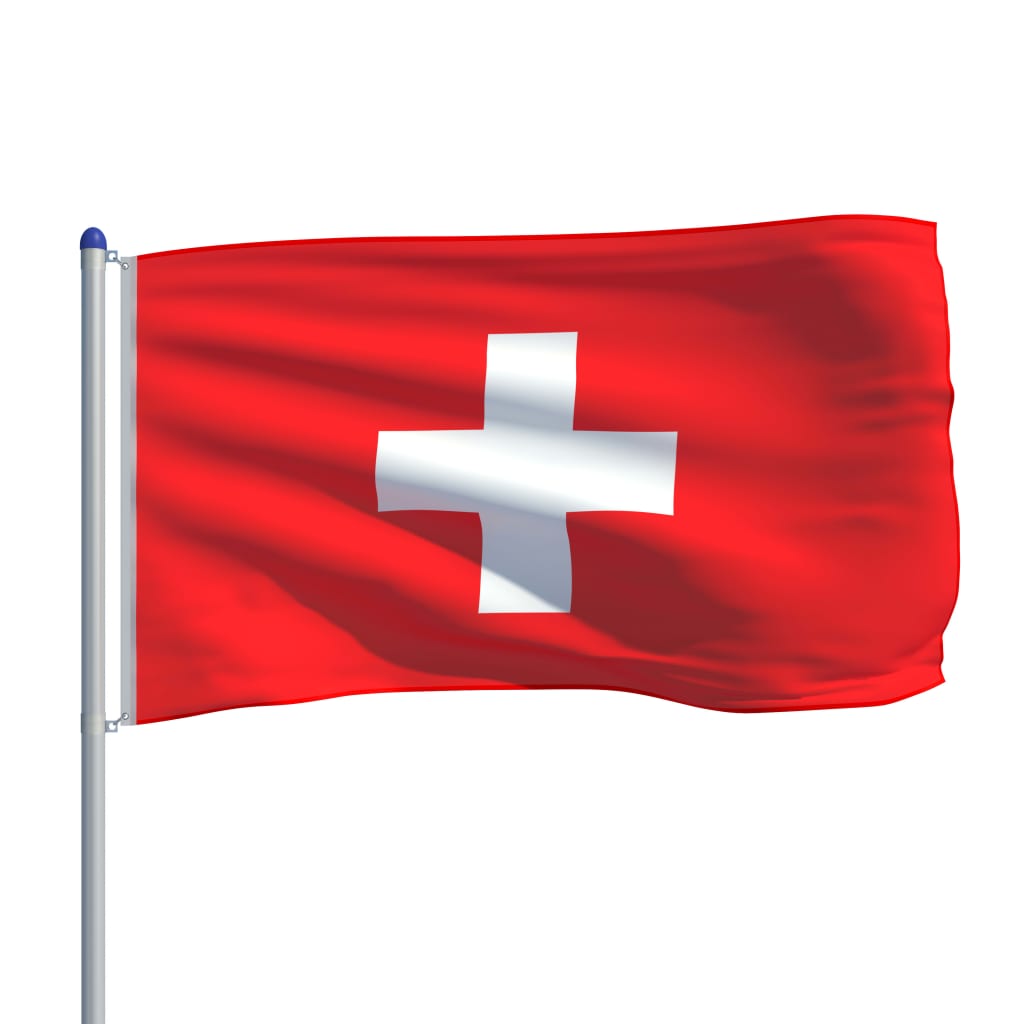 vidaXL Flagge der Schweiz und Mast Aluminium 6 m