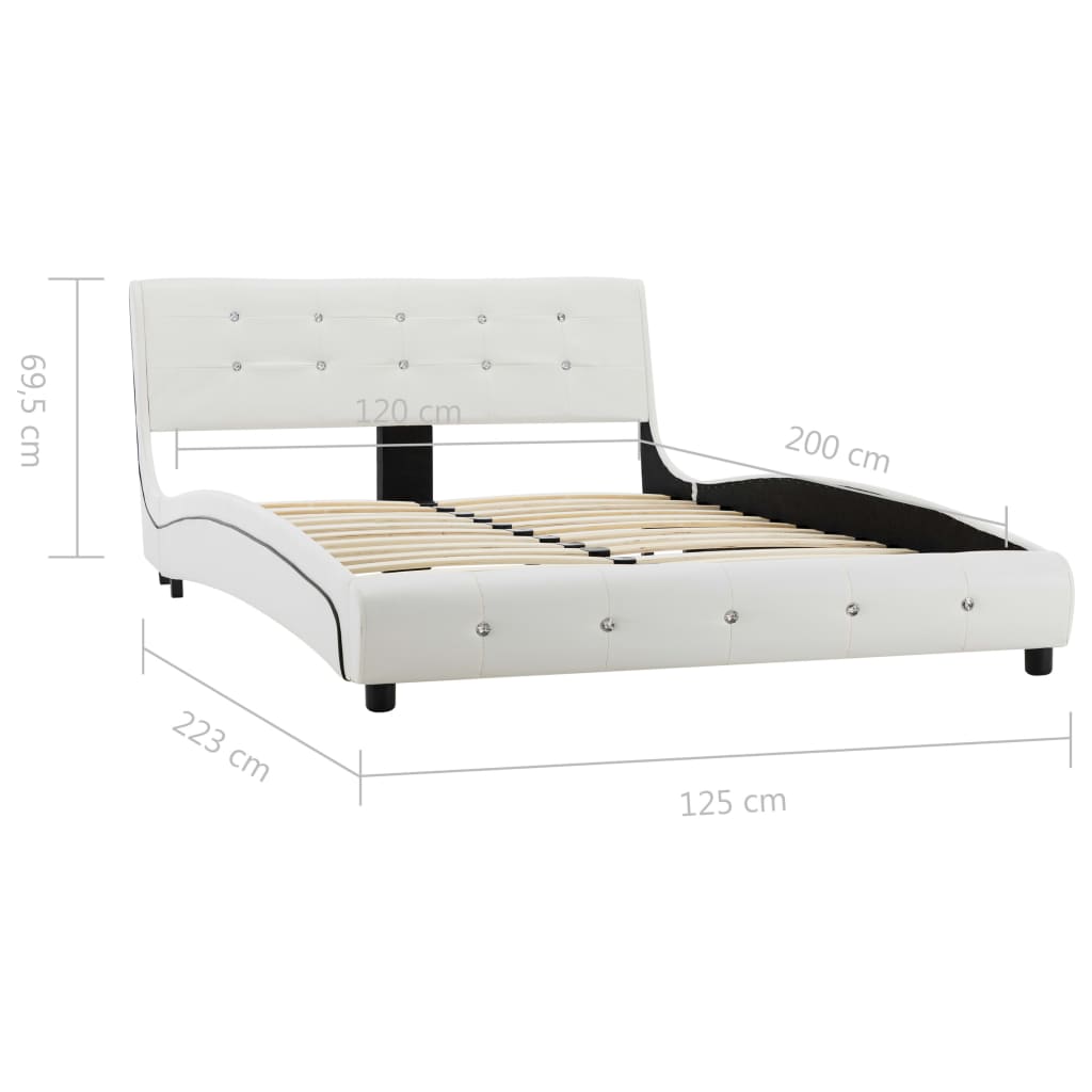 vidaXL Bett mit Matratze Weiß Kunstleder 120 × 200 cm