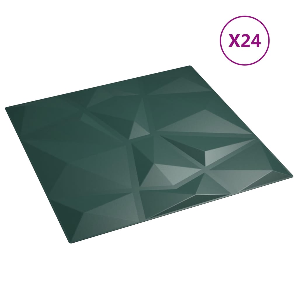 vidaXL Wandpaneele 24 Stk. Grün 50x50 cm XPS 6 m² Diamant