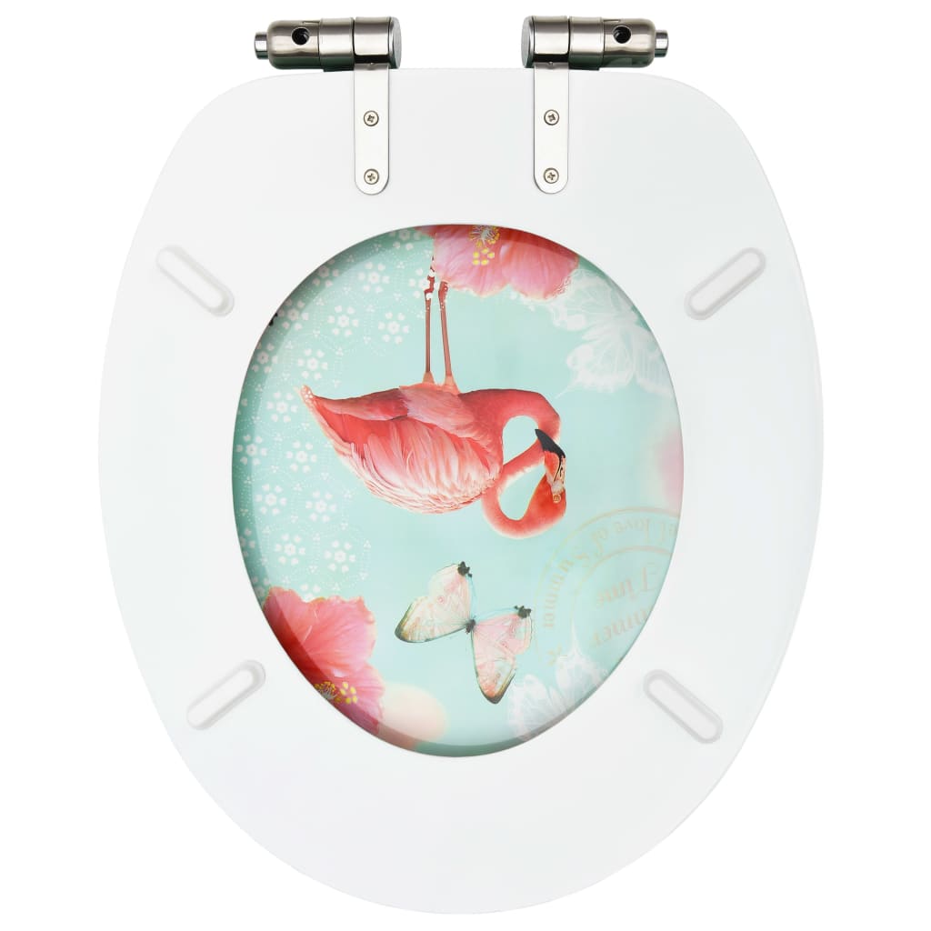 vidaXL Toilettensitz mit Soft-Close-Deckel MDF Flamingo-Design