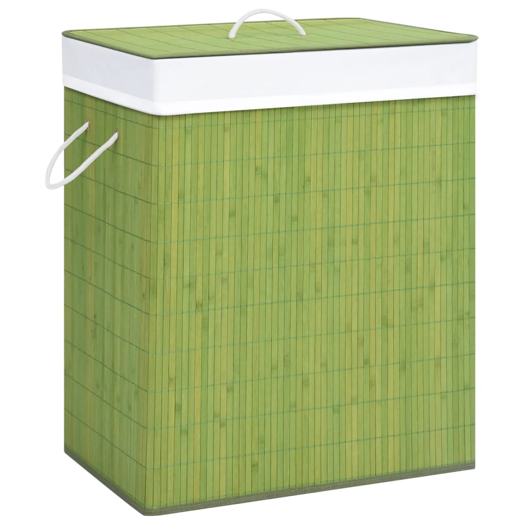vidaXL Bambus-Wäschekorb mit 1 Fach Grün 83 L
