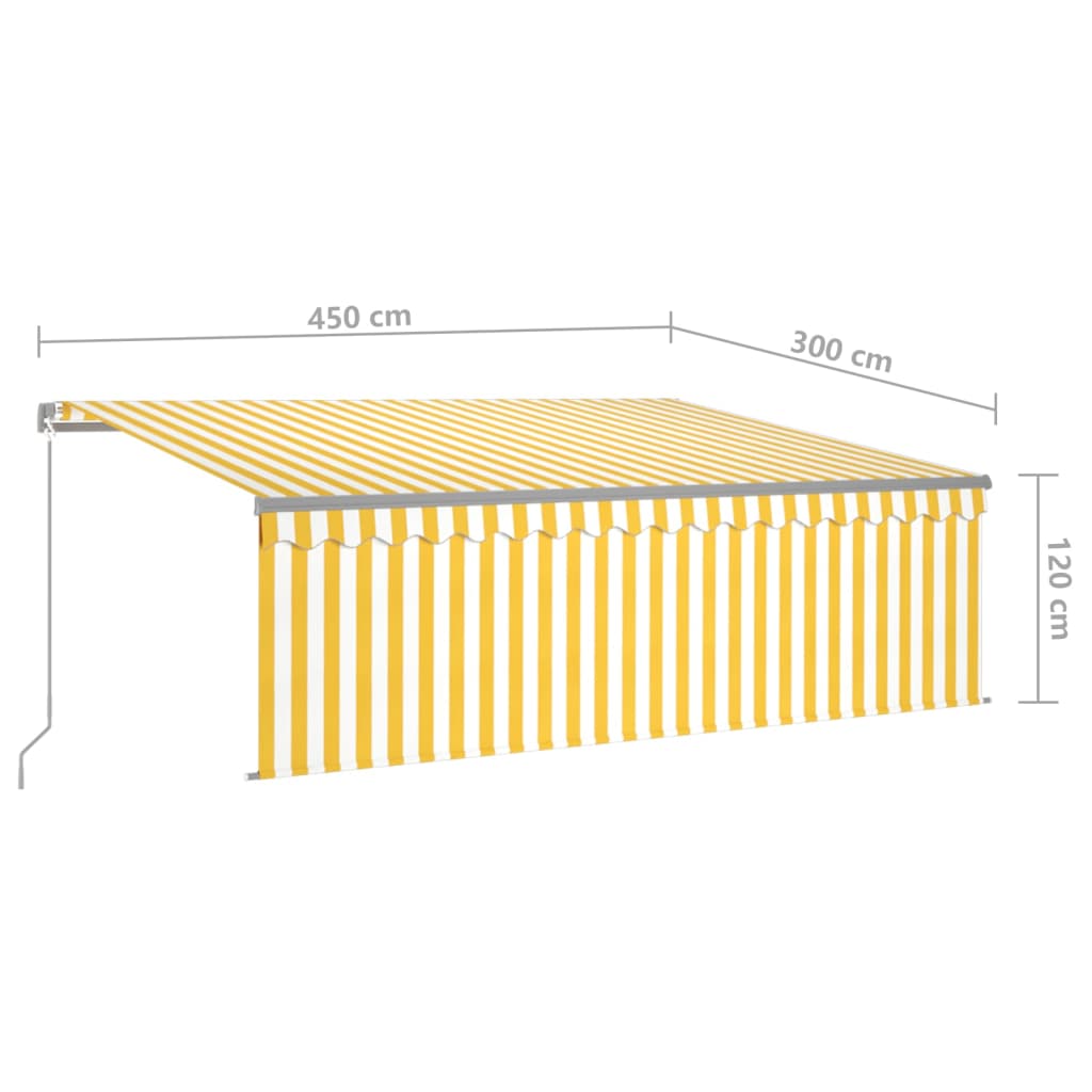 vidaXL Markise Manuell Einziehbar mit Rollo 4,5x3 m Gelb und Weiß