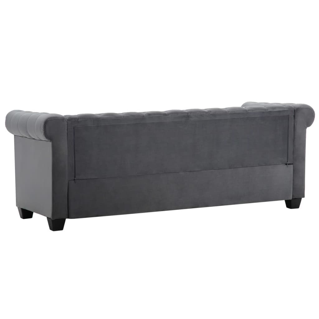 vidaXL Chesterfield Sofa 3-Sitzer Samtbezug 199x75x72 cm Grau