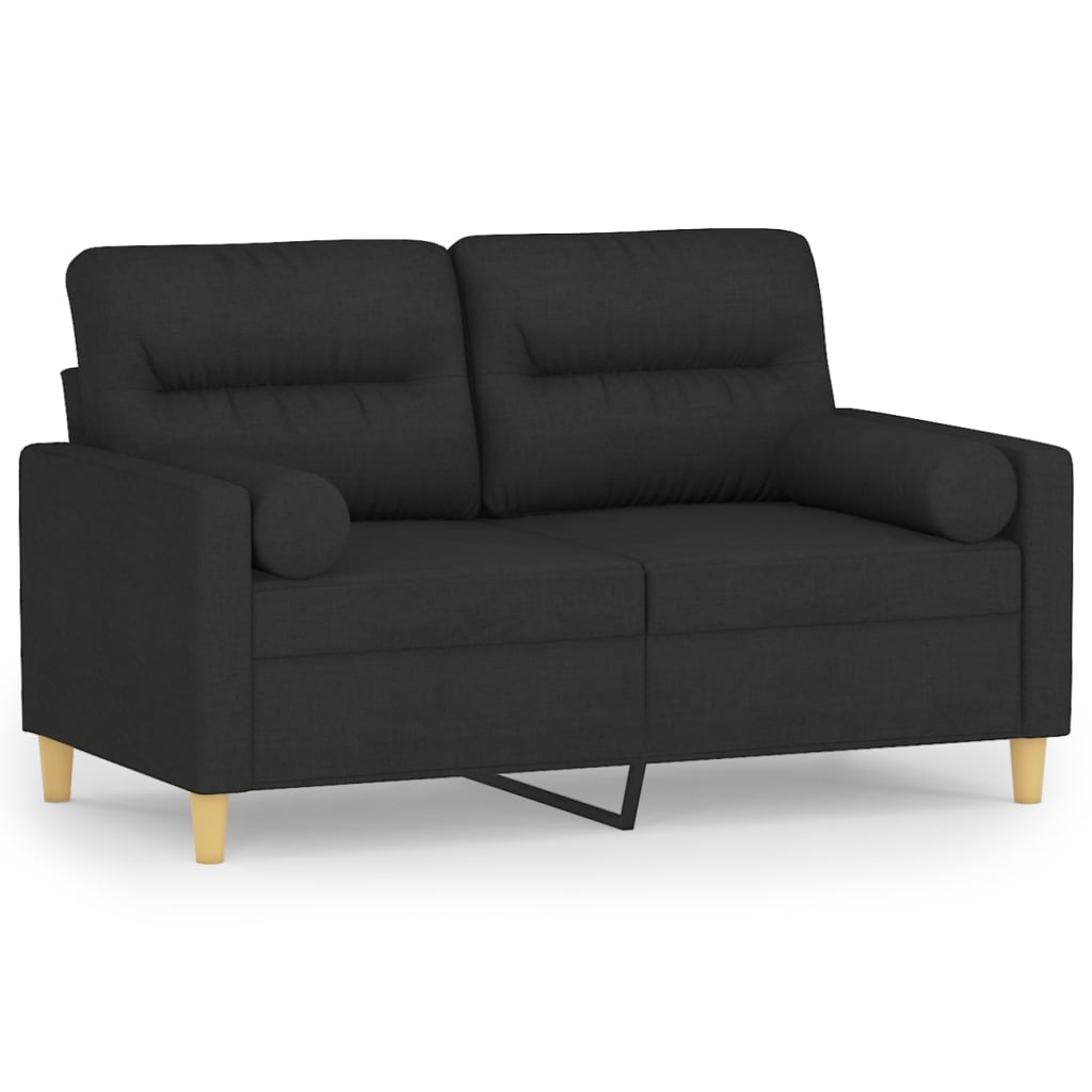vidaXL 2-Sitzer-Sofa mit Kissen Schwarz 120 cm Stoff