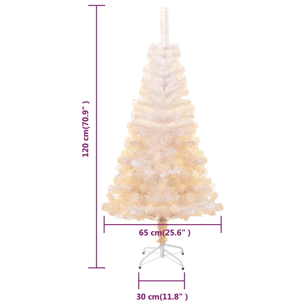 vidaXL Künstlicher Weihnachtsbaum Schillernde Spitzen Weiß 120 cm PVC