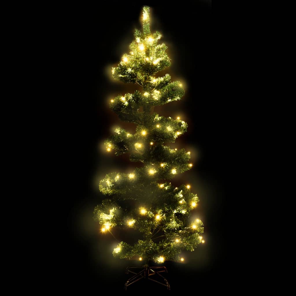 vidaXL Spiral-Weihnachtsbaum mit Beleuchtung und Ständer Grün 150 cm