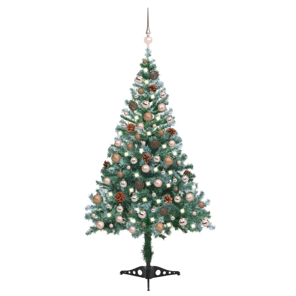 vidaXL Weihnachtsbaum Gefrostet mit Beleuchtung Kugeln Zapfen 150 cm