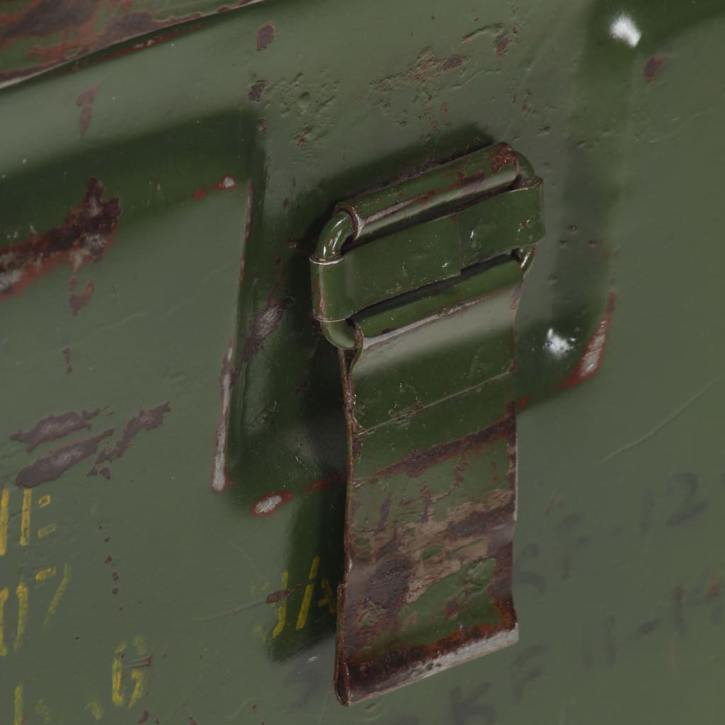 vidaXL Aufbewahrungskiste Militär-Stil 68x24x66 cm Eisen