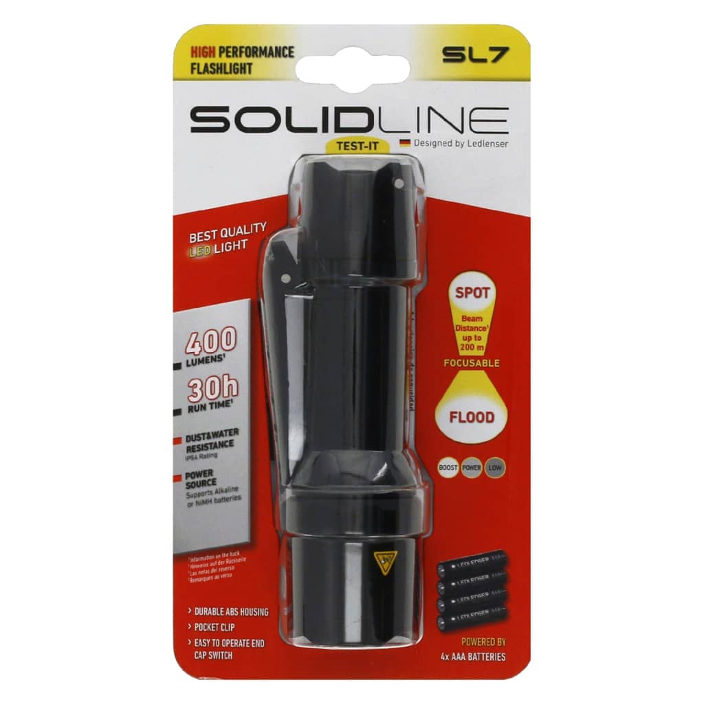 SOLIDLINE Taschenlampe SL7 mit Clip 400 lm