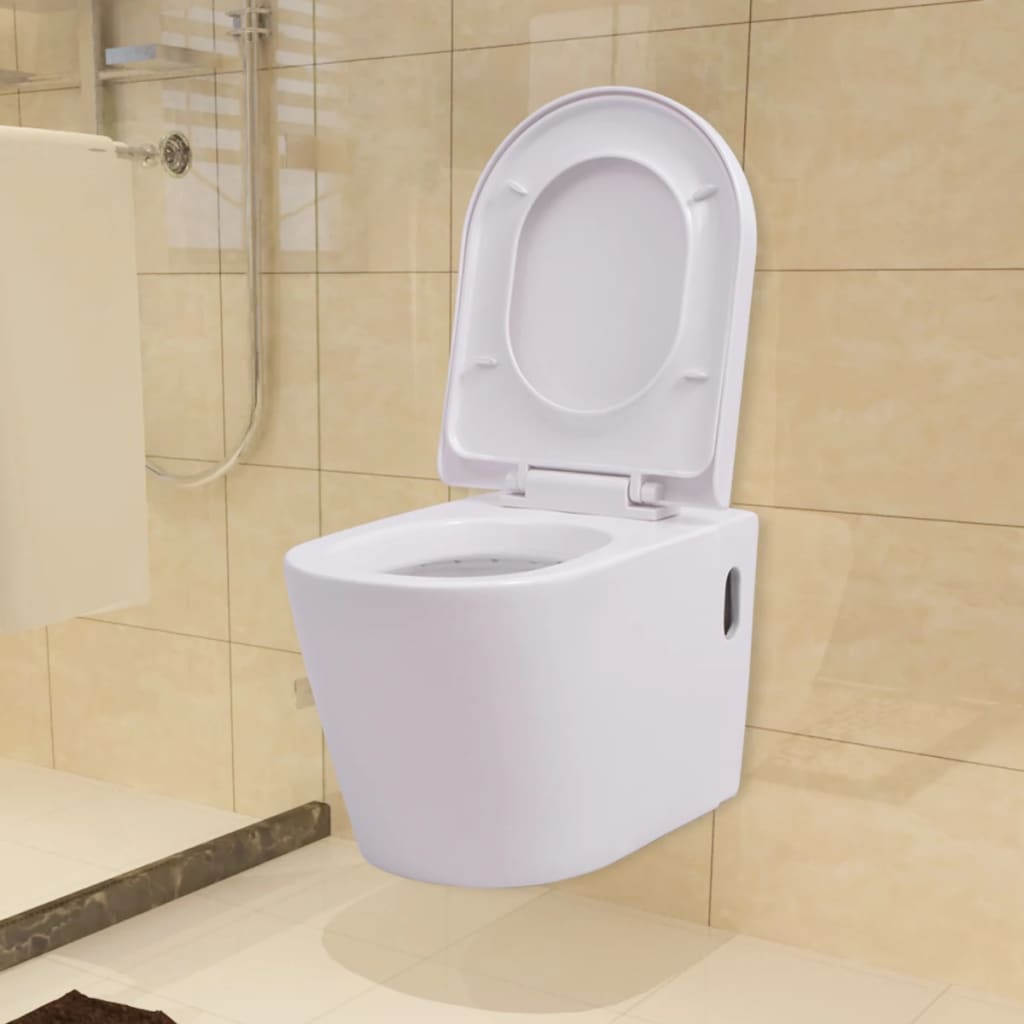 vidaXL Hänge-Toilette mit Einbau-Spülkasten Keramik Weiß