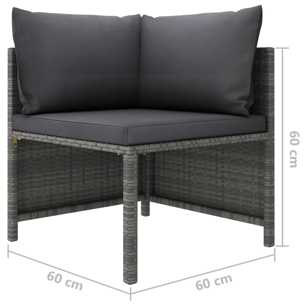 vidaXL 4-Sitzer-Gartensofa mit Kissen Grau Poly Rattan