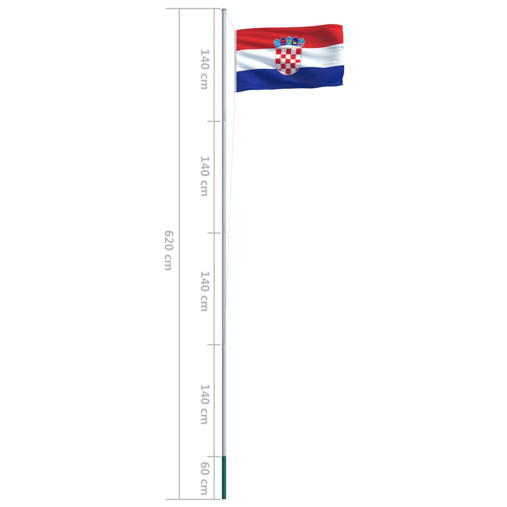 vidaXL Flagge Kroatiens und Mast Aluminium 6,2 m