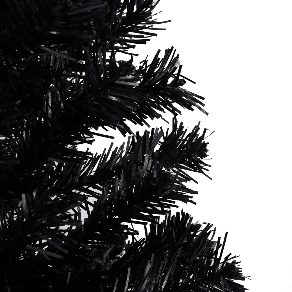 vidaXL Künstlicher Weihnachtsbaum Beleuchtung & Ständer Schwarz 210 cm