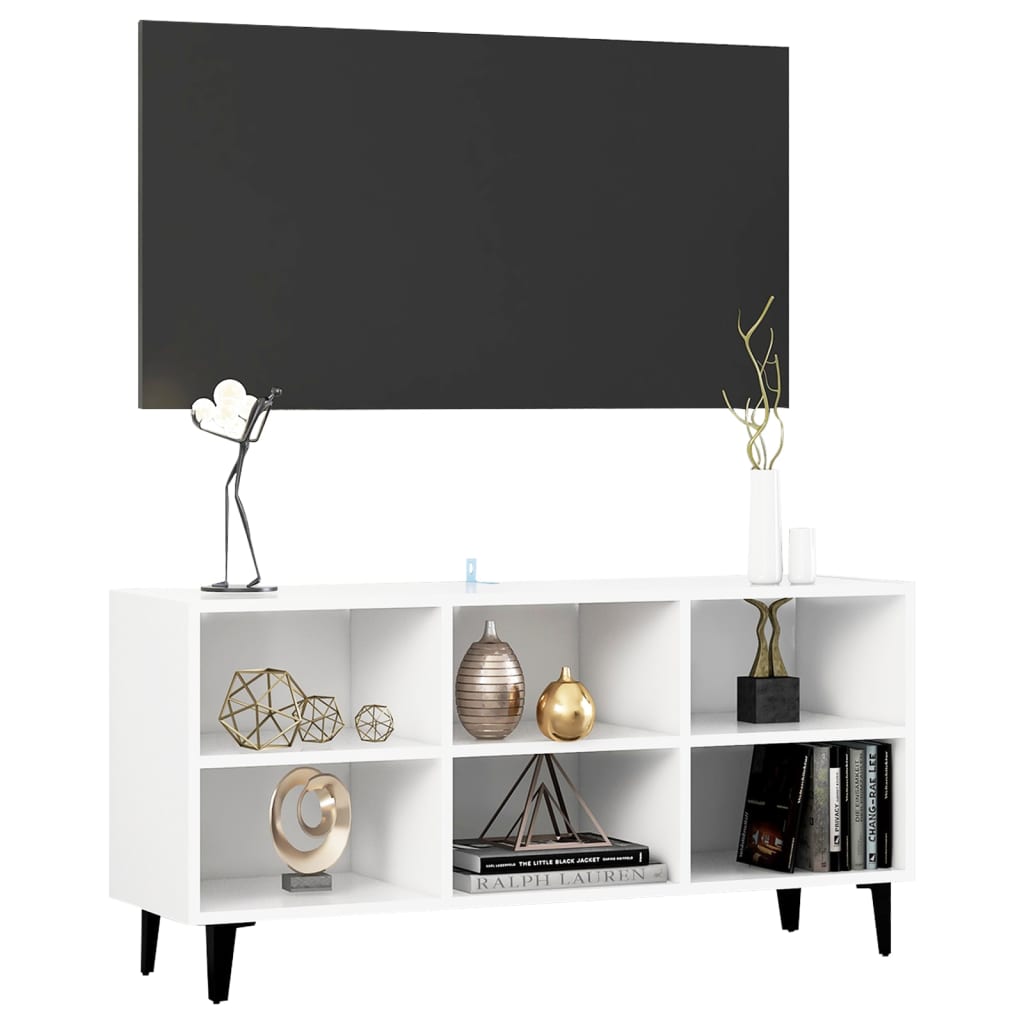 vidaXL TV-Schrank mit Metallbeinen Weiß 103,5x30x50 cm