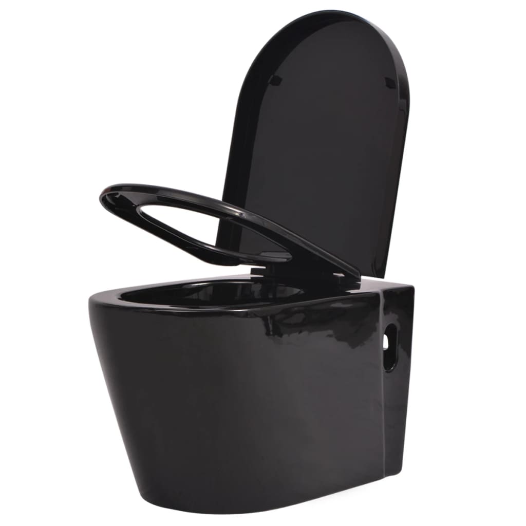 vidaXL Hänge-Toilette mit Einbau-Spülkasten Keramik Schwarz