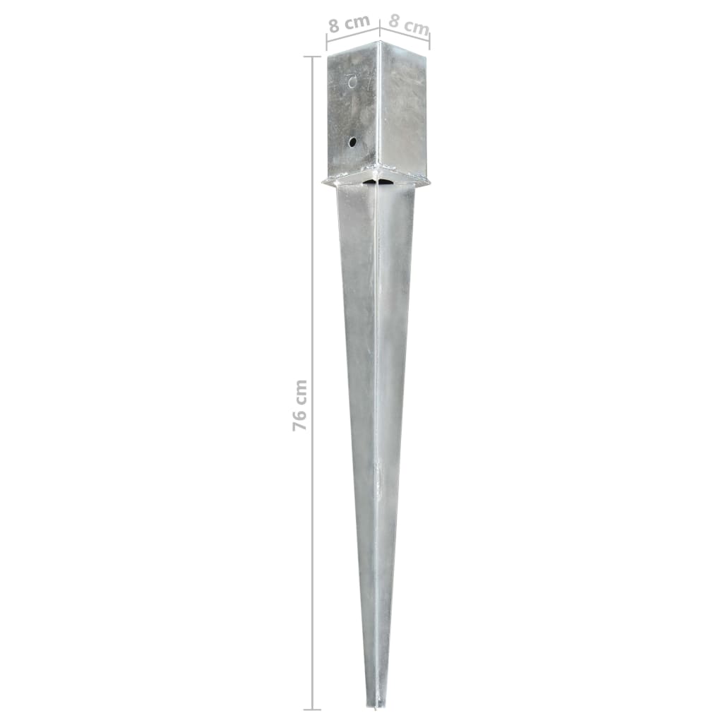 vidaXL Erdspieße 6 Stk. Silbern 8×8×76 cm Verzinkter Stahl