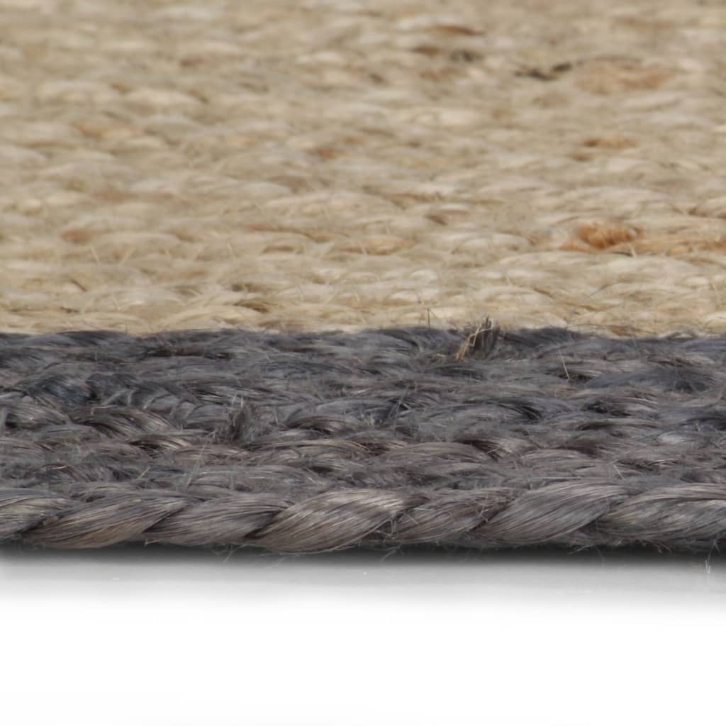 vidaXL Teppich Handgefertigt Jute mit Dunkelgrauem Rand 150 cm