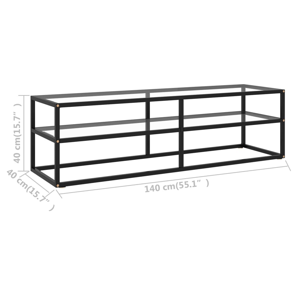 vidaXL TV-Schrank Schwarz mit Hartglas 140x40x40 cm