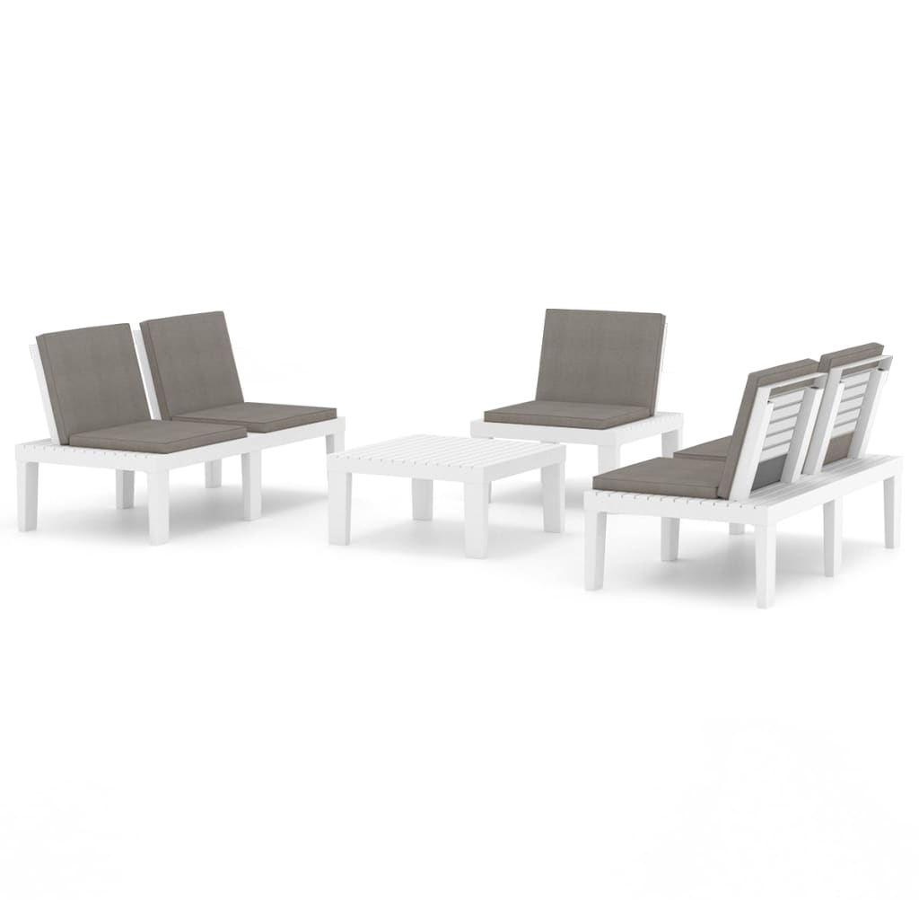 vidaXL 4-tlg. Garten-Lounge-Set mit Kissen Kunststoff Weiß