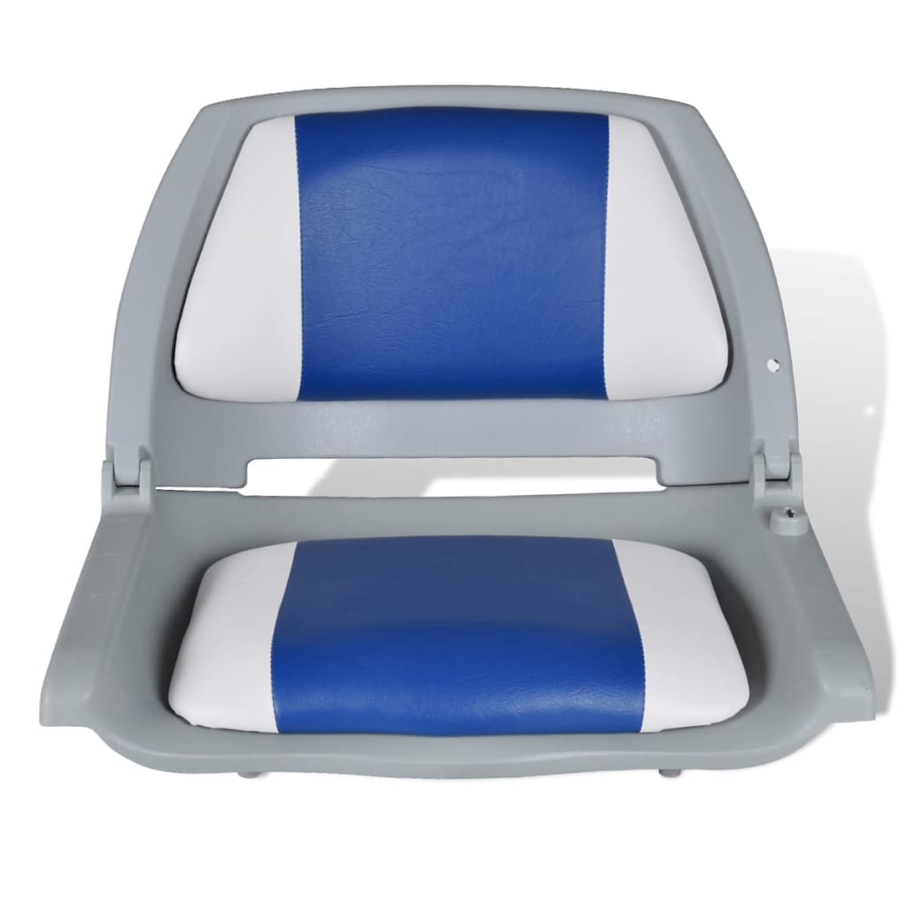 vidaXL Bootssitz Klappbar Mit Polsterung in Blau-Weiß 41x51x48 cm