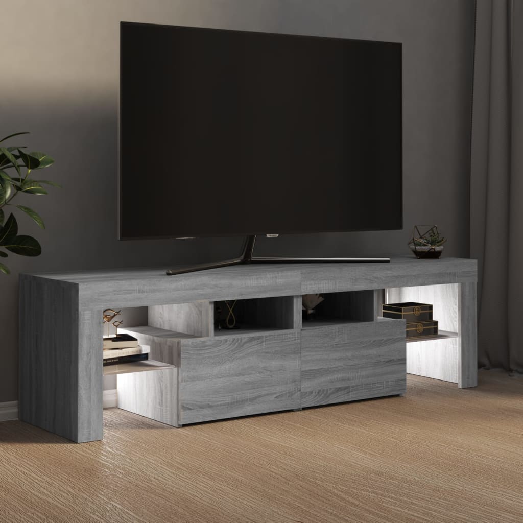 vidaXL TV-Schrank mit LED-Leuchten Grau Sonoma 140x36,5x40 cm
