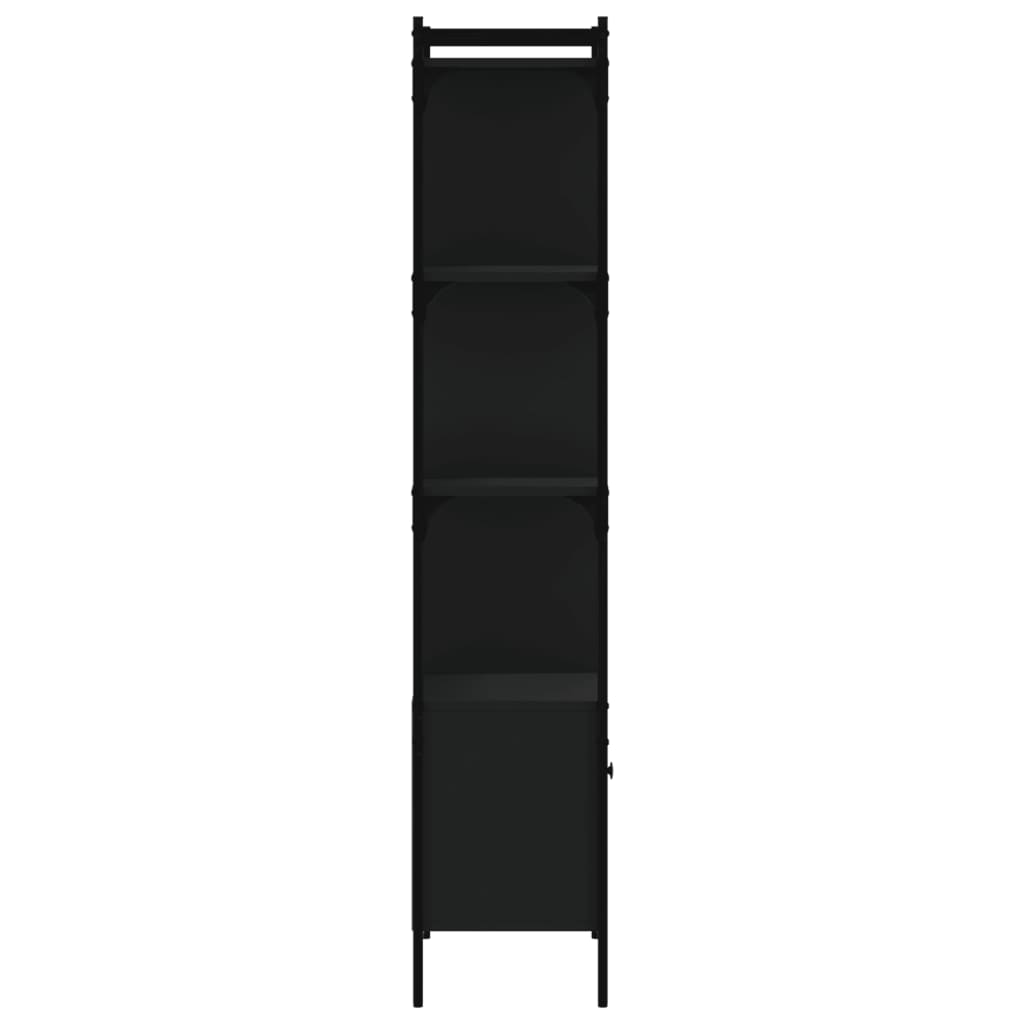 vidaXL Bücherregal mit Tür Schwarz 44,5x30x154,5 cm Holzwerkstoff