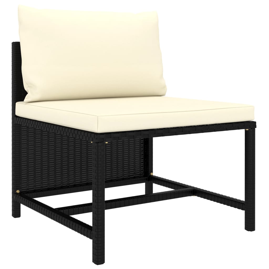 vidaXL 3-Sitzer-Gartensofa mit Auflagen Schwarz Poly Rattan