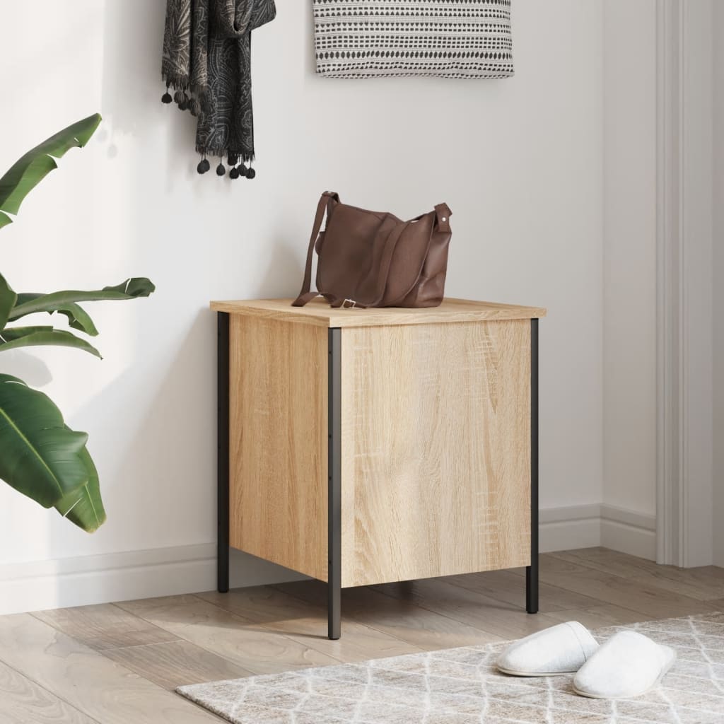 VidaXL Panca Portaoggetti In Legno Multistrato Rovere Marrone, 40x42.5x50 Cm, Con Piedini Regolabili, Portata 110 Kg - 2
