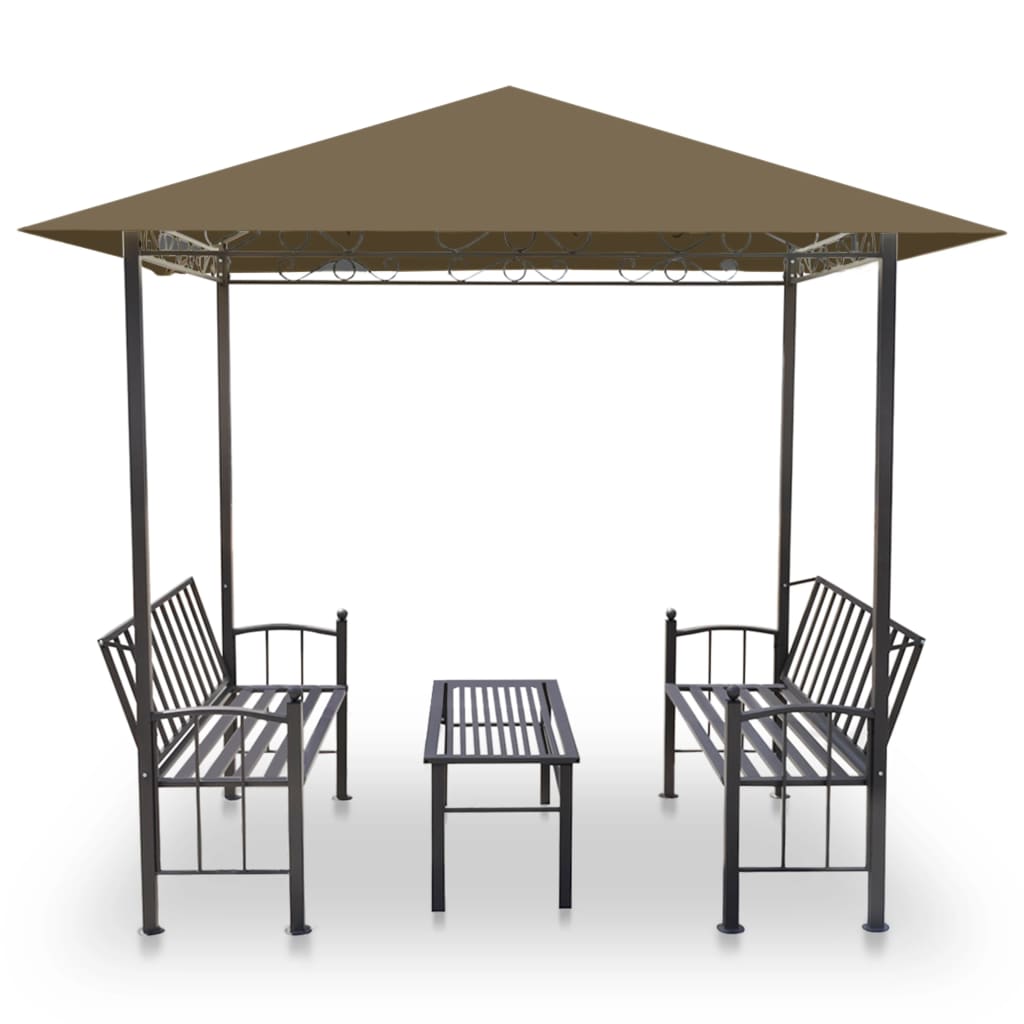 vidaXL Gartenpavillon mit Tisch und Bänken 2,5x1,5x2,4 m Taupe 180 g/m²