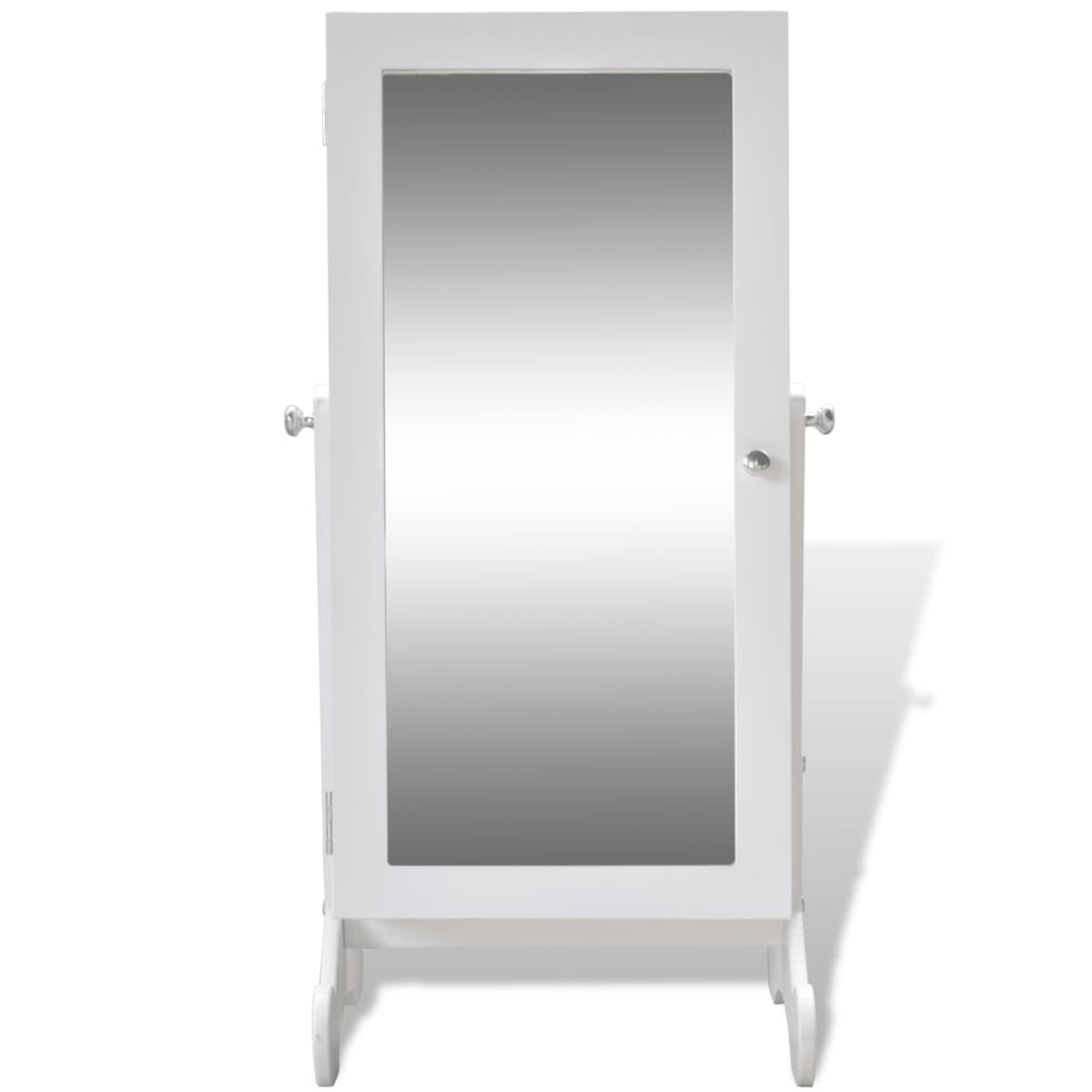 Weißer Spiegelschrank mit Schmuckständer und LED Licht