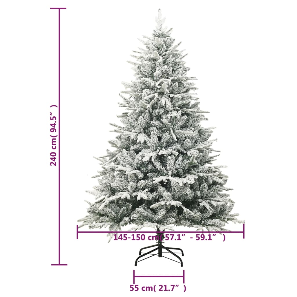 vidaXL Künstlicher Weihnachtsbaum Schnee LEDs & Kugeln 240 cm PVC & PE
