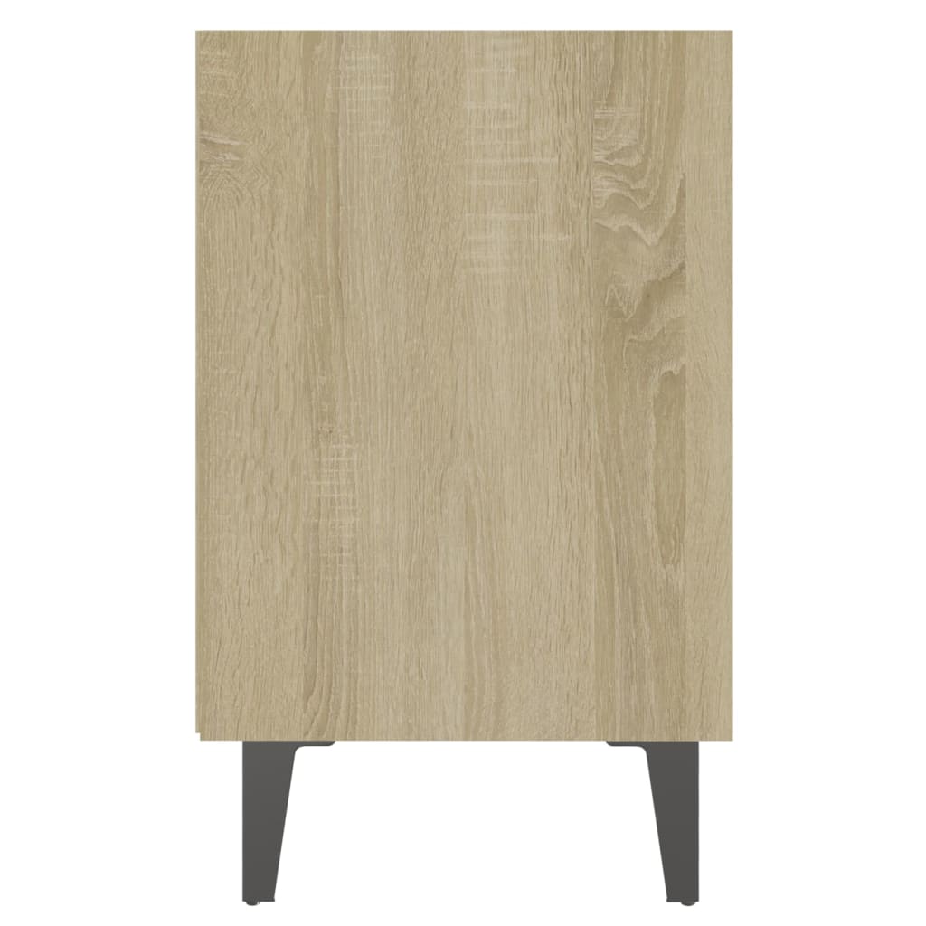 vidaXL Nachttisch mit Metallbeinen Sonoma-Eiche und Weiß 40x30x50 cm