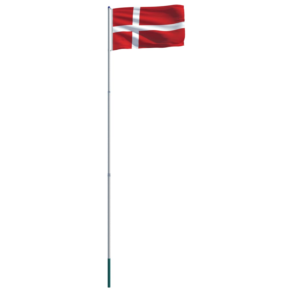 vidaXL Flagge Dänemarks und Mast Aluminium 6 m