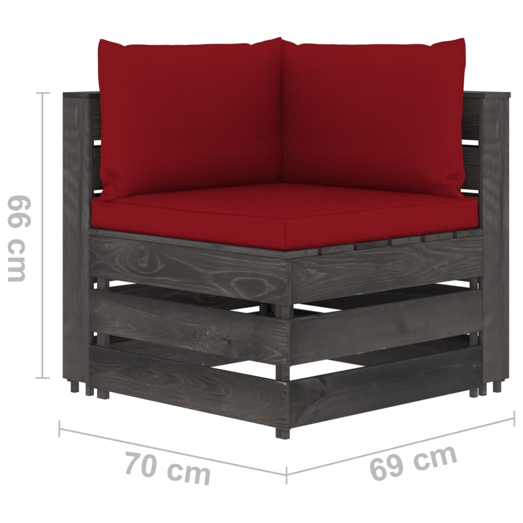 vidaXL 4-tlg. Garten-Lounge-Set mit Kissen Grau Imprägniertes Holz