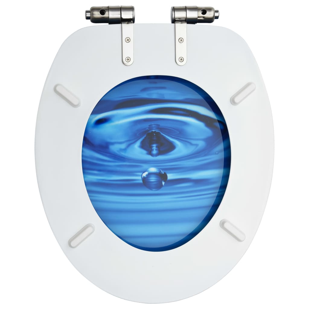 vidaXL Toilettensitze Soft-Close-Deckel 2 Stk. MDF Blau Wassertropfen
