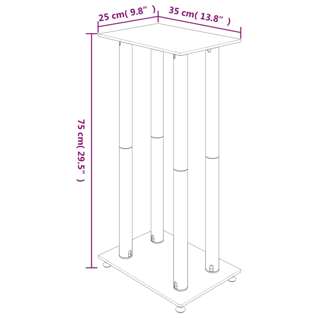 vidaXL Lautsprecher-Ständer 2 Stk. Schwarz & Silbern Hartglas 4 Säulen