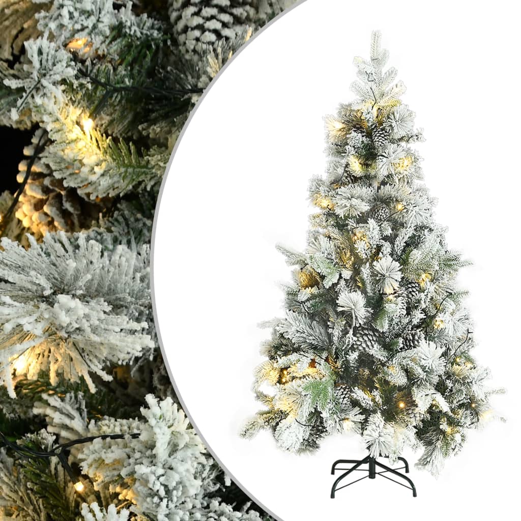 vidaXL Weihnachtsbaum mit LEDs & Zapfen Beschneit 195 cm PVC & PE