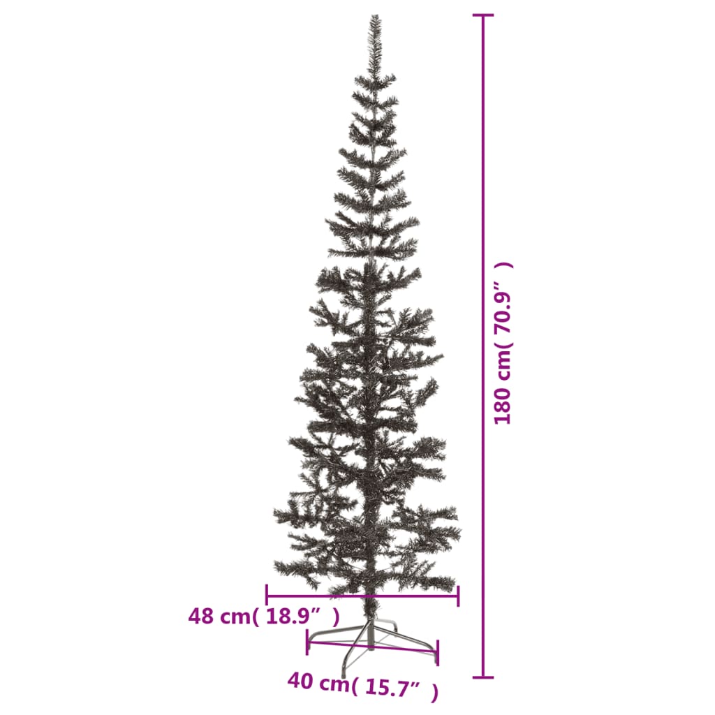 vidaXL Schlanker Weihnachtsbaum Schwarz 180 cm