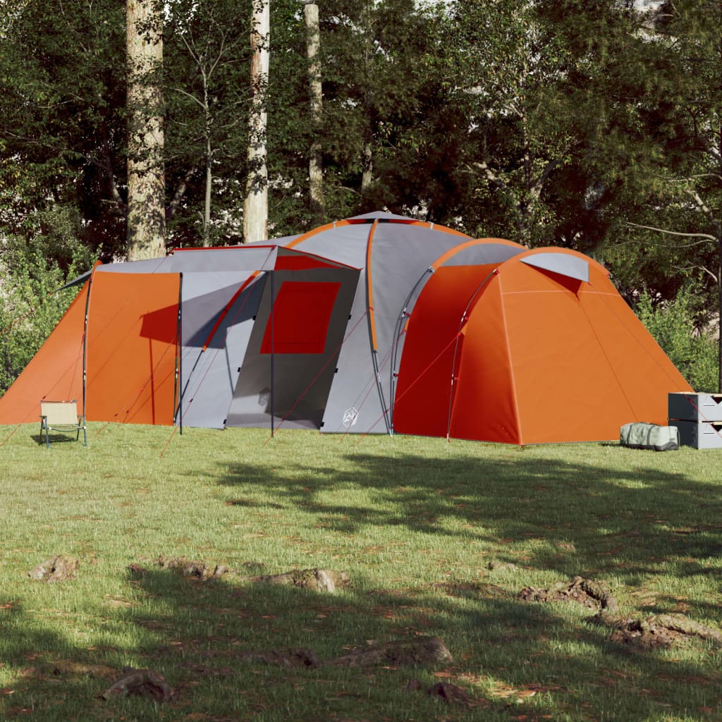 vidaXL Campingzelt 12 Personen Grau und Orange Wasserfest