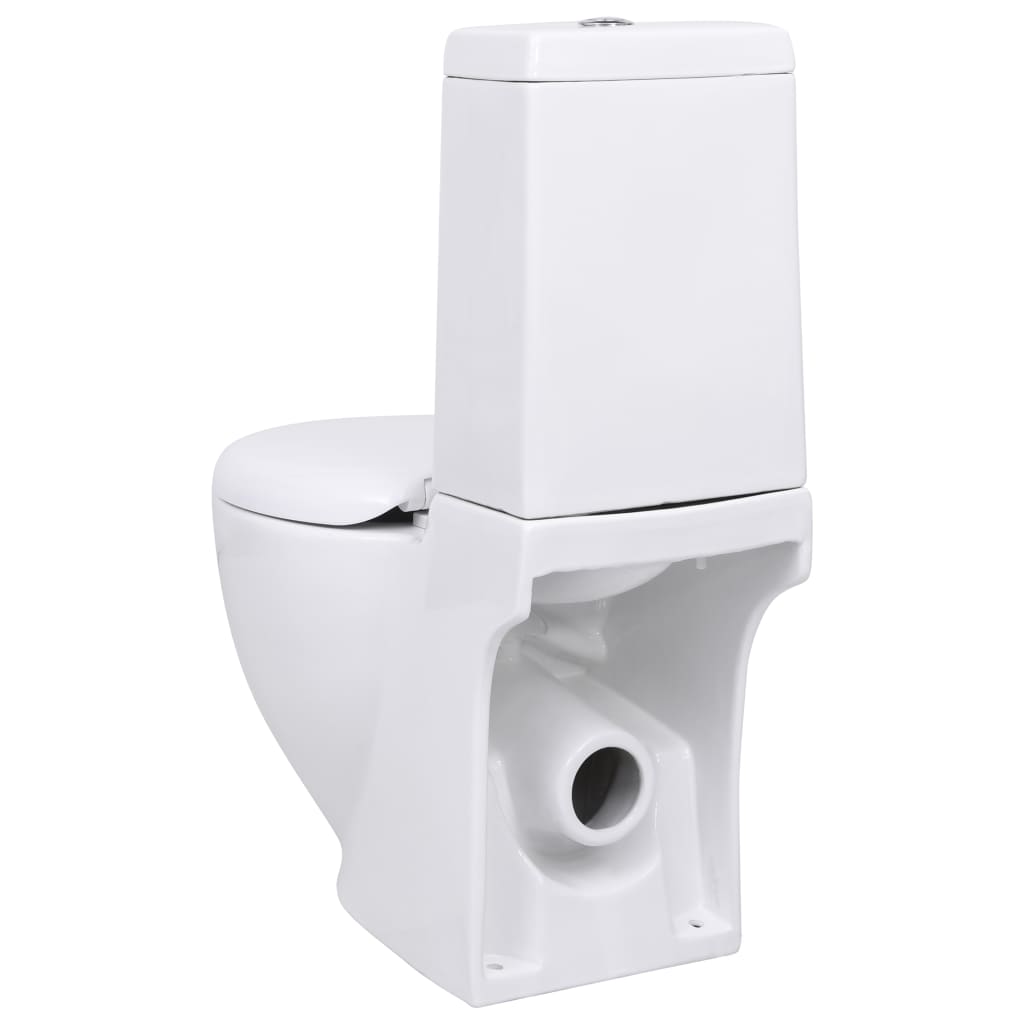 vidaXL Keramik-Toilette Abgang Horizontal Weiß