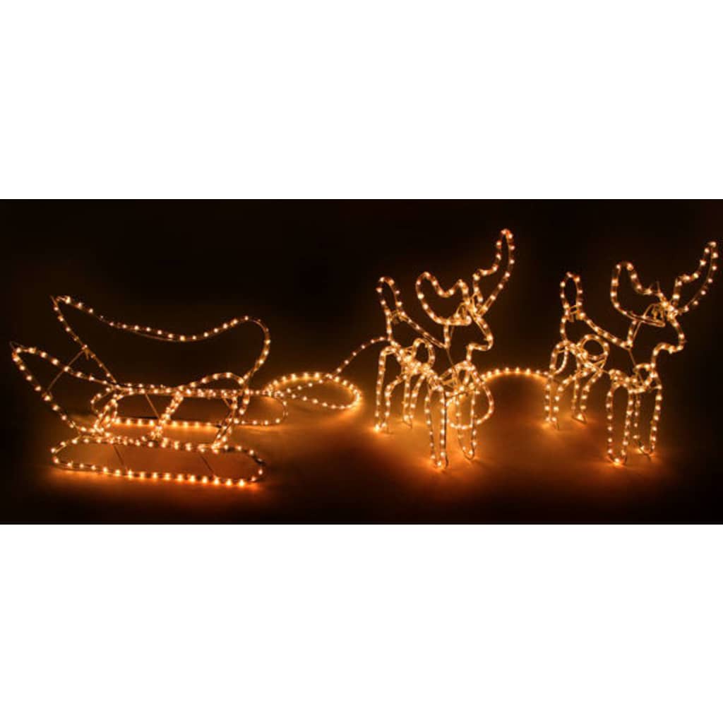vidaXL Weihnachtsbeleuchtung Schlitten mit 2 Rentieren