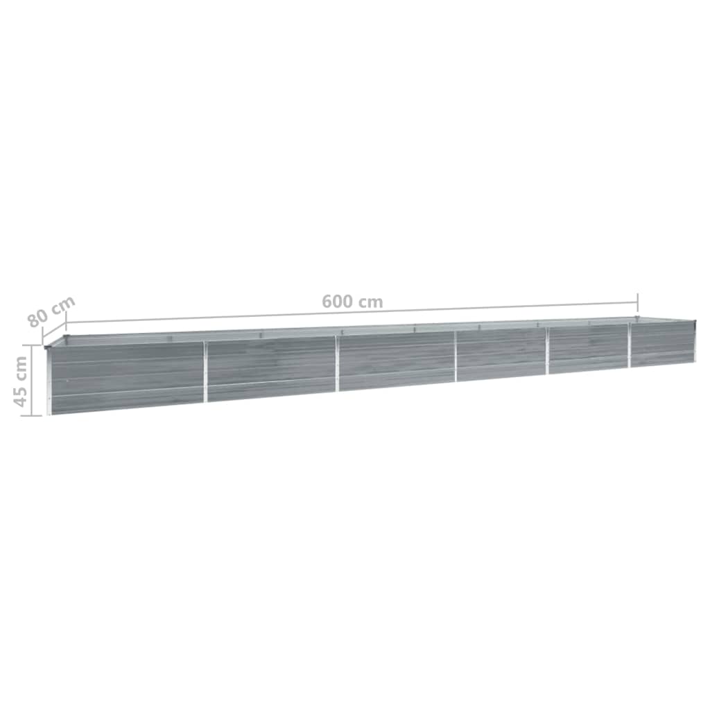 vidaXL Garten-Hochbeet Verzinkter Stahl 600x80x45 cm Grau
