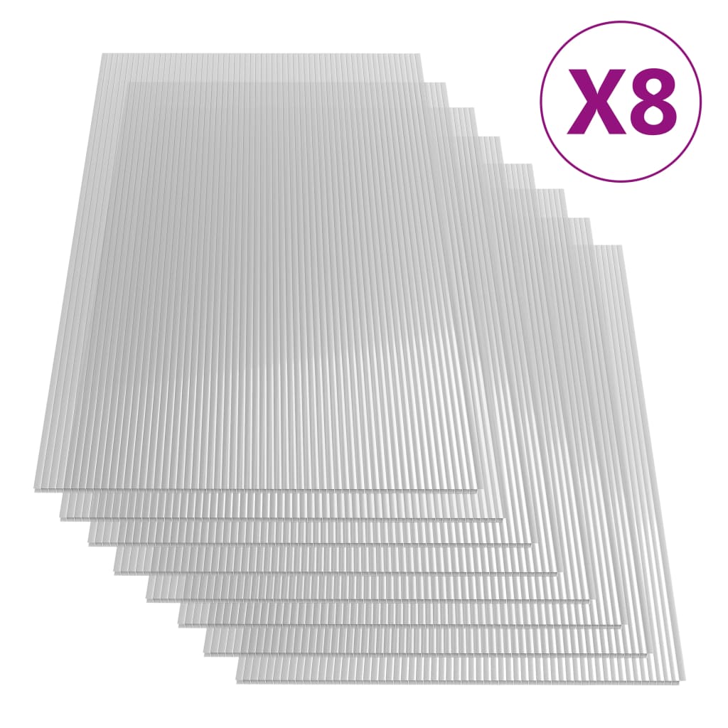 vidaXL Polycarbonatplatten 8 Stk. 4 mm 121 x 60 cm
