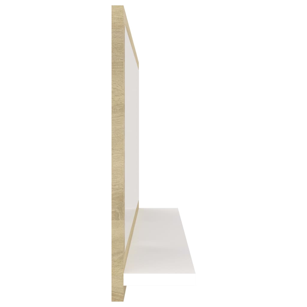 vidaXL Badspiegel Weiß und Sonoma-Eiche 80x10,5x37cm Holzwerkstoff